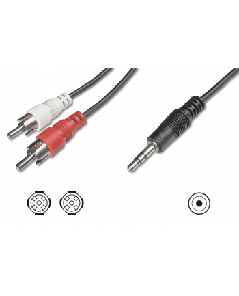 assmann electronic ASSMANN Audio adapter cable stereo 3.5mm - 2x RCA 5.00m CCS 2x0.10/10 shielded M/M Kolor: CZARNY