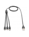 assmann electronic ASSMANN USB Charger cable USB A - Lightning+micro B+Type-C 1m 3in1 cable cotton CE bl - nr 35