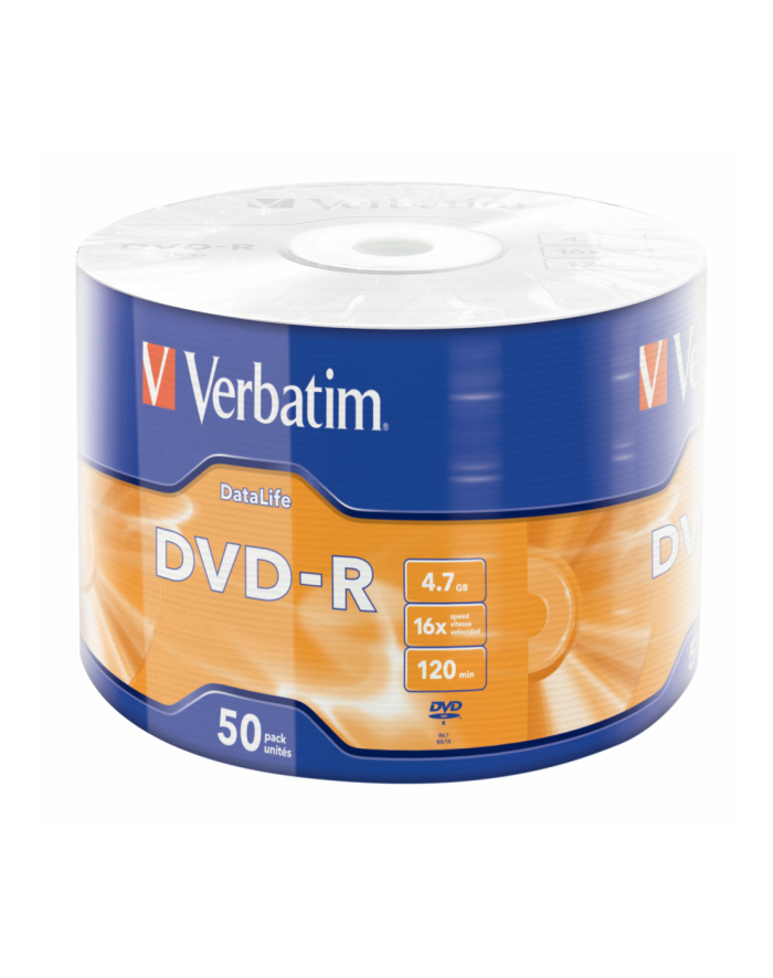 VERBATIM 43791 Verbatim DVD-R DATA LIFE 4.7GB 16X MATT SIVER SURFACE 50 PACK główny
