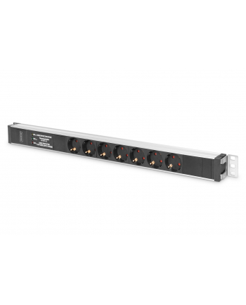 DIGITUS 1U Aluminium PDU Rackmountable 16A 4000W 250VAC 50/60Hz 7x outlet CEE 7/7 2m cable CEE 7/7 plug