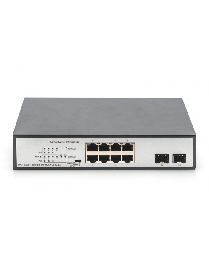 DIGITUS 8 Port Gigabit Switch 8xRJ45 6xPoE + 2G SFP 180W Support 802.3 af/at/bt standard główny