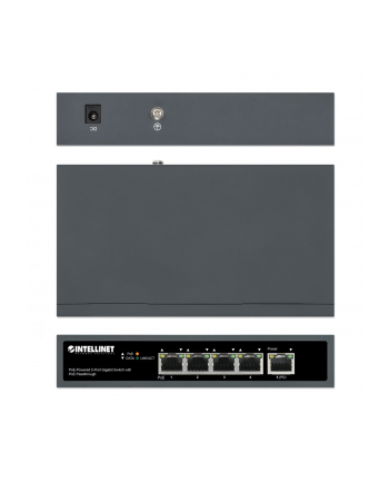 INTELLINET PoE-Powered 5-Port Gigabit Switch with PoE Passthrough One PoE++/4PPoE PD PoE Port with 95W Four PSE PoE ports up to 65W