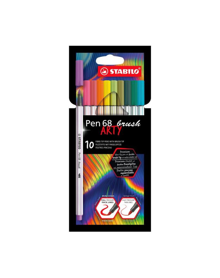 Flamaster STABILO Pen 68 brush etui kartonowe 10 szt. ARTY (nowe kolory 2022) 568/10-21-20 główny