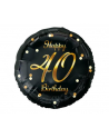 Balon foliowy B'amp;C Happy 40 Birthday, czarny, nadruk złoty 18''; GoDan - nr 1