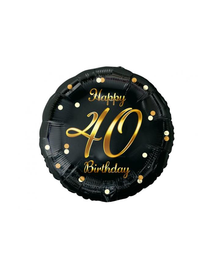 Balon foliowy B'amp;C Happy 40 Birthday, czarny, nadruk złoty 18''; GoDan główny