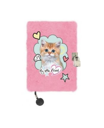 majewski Pamiętnik z kłódką włochacz A5 96k My Little Friend Pink cat