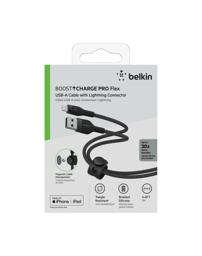 belkin Kabel BoostCharge USB-A do Lightning silikonowy 2m, czarny główny