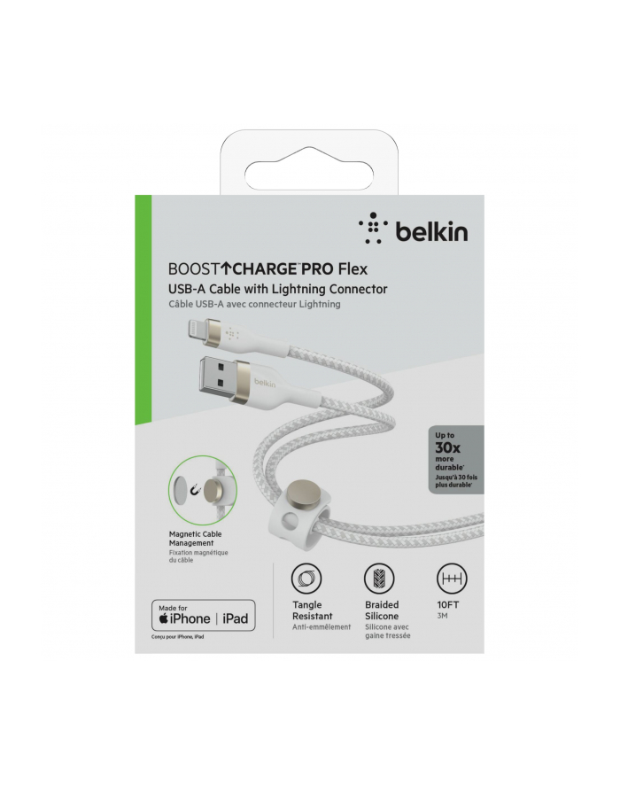 belkin Kabel BoostCharge USB-A do Lightning silikonowy 3m, biały główny