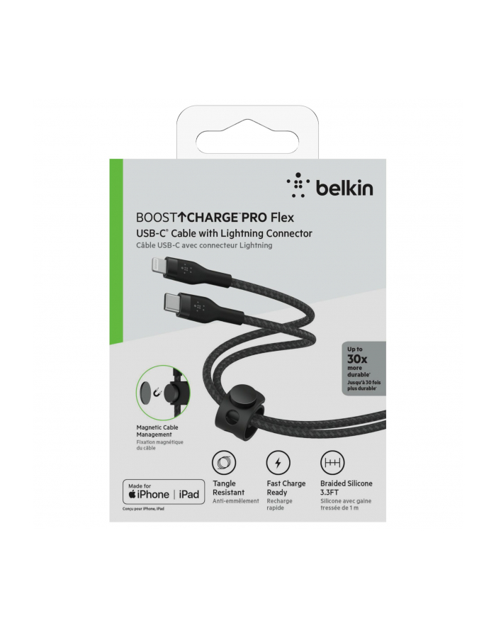 belkin Kabel BoostCharge USB-C/Lightning Silikonowy w oplocie 1m czarny główny