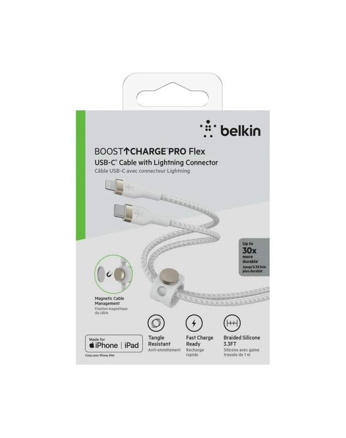 belkin Kabel BoostCharge USB-C/Lightning Silikonowy w oplocie 1m biały główny