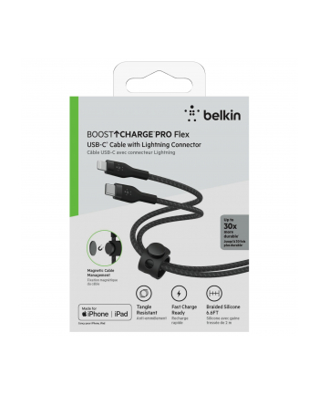 belkin Kabel BoostCharge USB-C/Lightning Silikonowy w oplocie 2m czarny