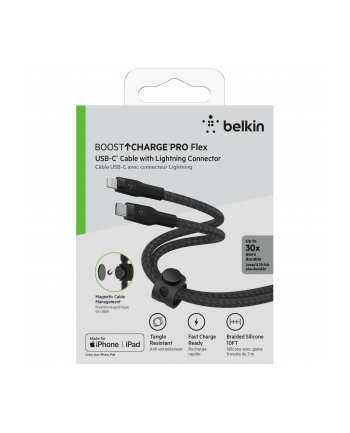 belkin Kabel BoostCharge USB-C/Lightning Silikonowy w oplocie 3m czarny