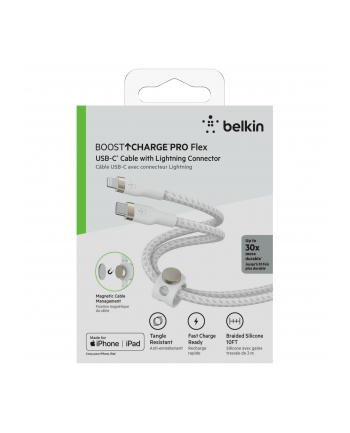 belkin Kabel BoostCharge USB-C/Lightning Silikonowy w oplocie 3m biały