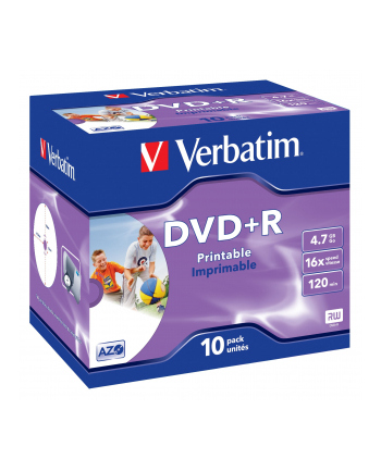 Verbatim DVD+R 4.7GB 16X AZO jewel box WIDE PRINTABLE - 43508
