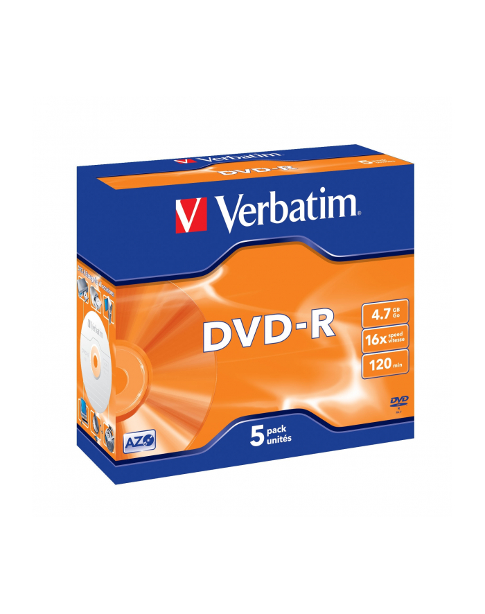 Verbatim DVD-R 4.7GB 16X matte silver/AZO jewel box - 43519 główny