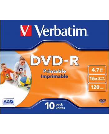 Verbatim DVD-R 4.7GB 16X AZO jewel box WIDE PRINTABLE - 43521