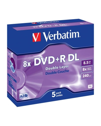 Verbatim double layer DVD+R 8.5GB 8X matte silver/AZO jewel box-43541 5-pack