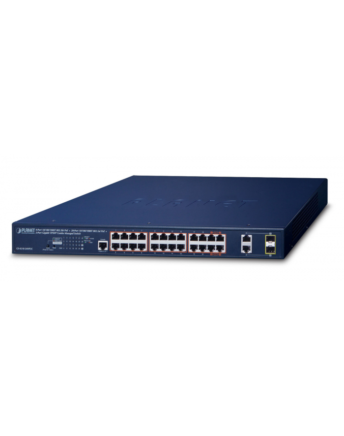 Planet Ipv6/Ipv4, 4-Port Zarządzany Gigabit Ethernet (10/100/1000) Obsługa Poe 1U Niebieski (Gs421024Hp2C) główny