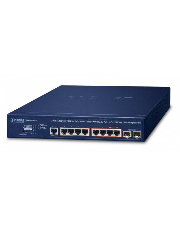 Planet Ipv6/Ipv4, 2-Port Zarządzany Obsługa Poe Niebieski (Gs42108Hp2S) główny