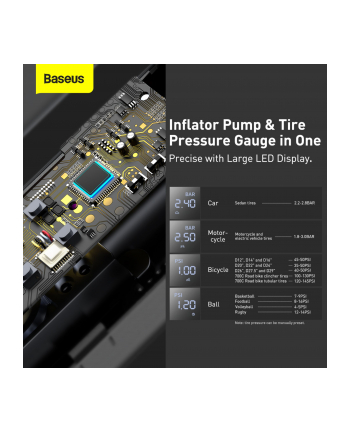 Baseus Mini Inflator Pump Kompresor Sprężarka Pompka Samochodowa Uniwersalna 12V nr 1