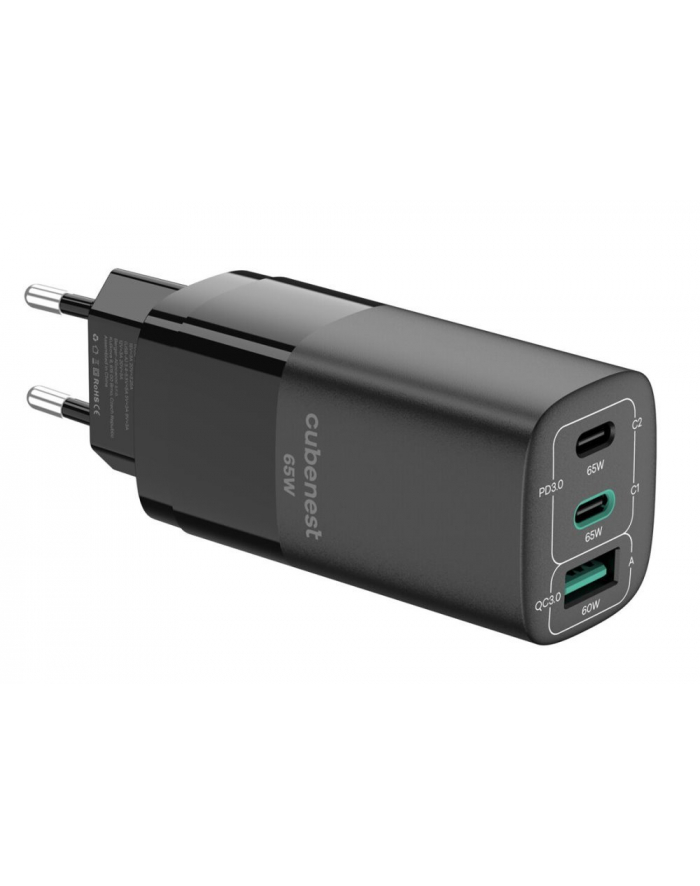 Ładowarka sieciowa CubeNest 1xUSB 2x USB-C PD 65W Czarny główny