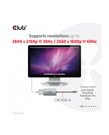 Club 3D Club3D Adaptér aktivní USB 3.2 typ C na DVI-D Dual Link 4K30Hz pro Apple Cinema Display, HDCP off (CL3)