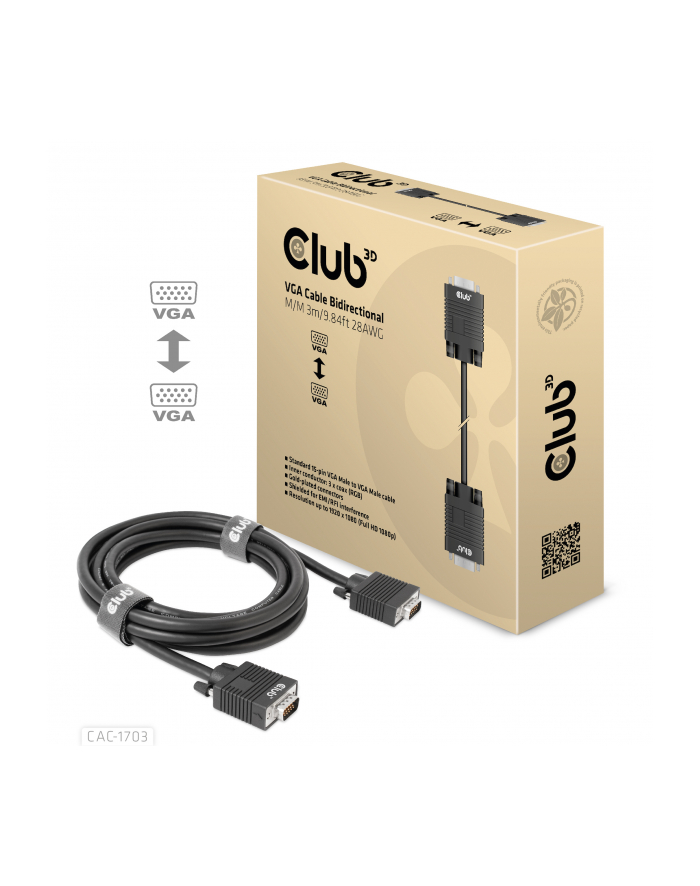 Club 3D Club3D kabel VGA, M/M, 28AWG, 3m (CL3) główny