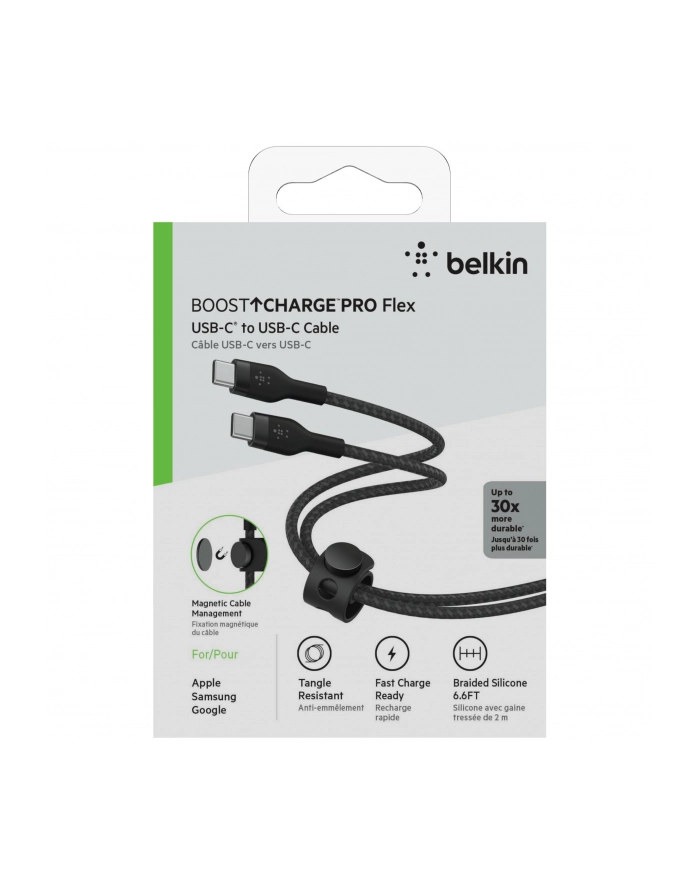 belkin Kabel BoostCharge USB-C/USB-C silikonowy w oplocie 2m, czarny główny