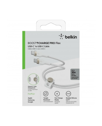 belkin Kabel BoostCharge USB-C/USB-C silikonowy w oplocie 2m, biały