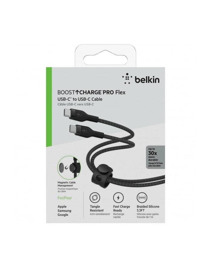belkin Kabel BoostCharge USB-C/USB-C silikonowy w oplocie 1m, czarny główny