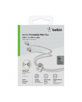 belkin Kabel BoostCharge USB-C/USB-C silikonowy w oplocie 1m, biały