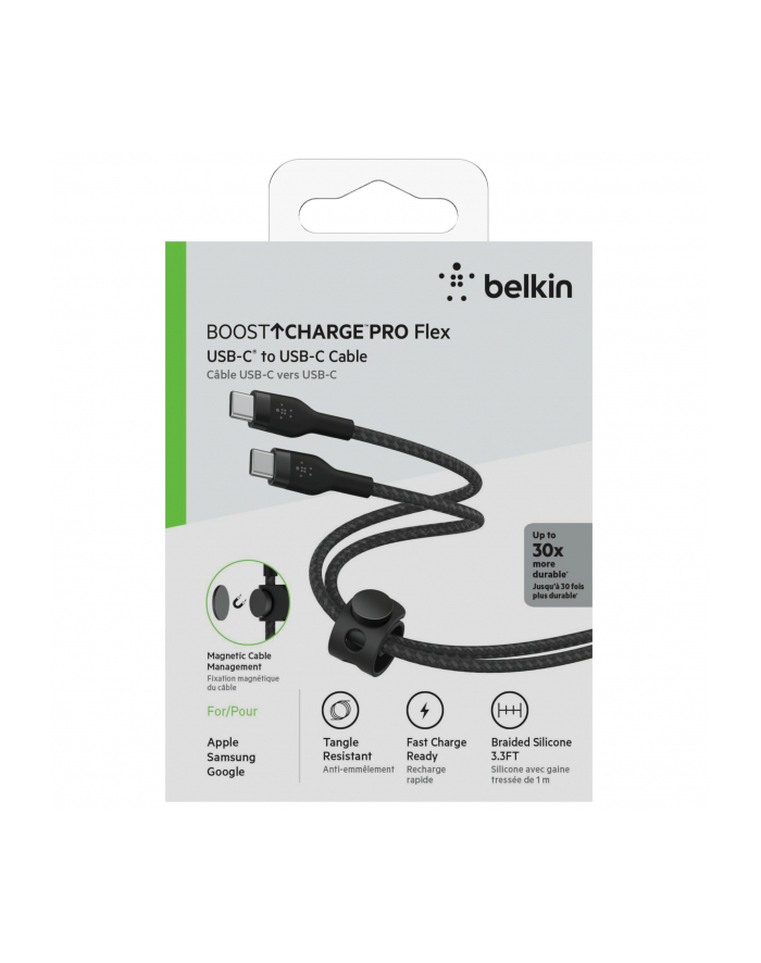 belkin Kabel BoostCharge USB-C/USB-C silikonowy w oplocie 1m, czarny główny