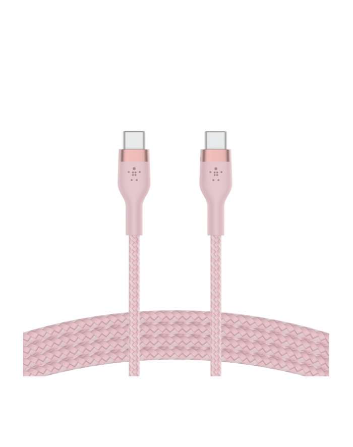 belkin Kabel BoostCharge USB-C/USB-C silikonowy w oplocie 1m, różowy główny