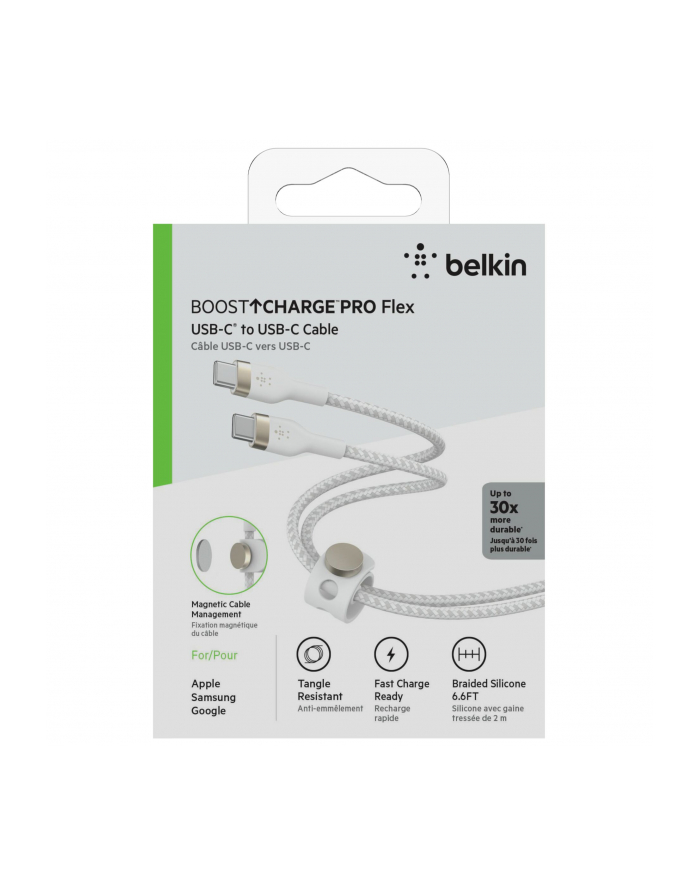 belkin Kabel BoostCharge USB-C/USB-C silikonowy w oplocie 2m, biały główny
