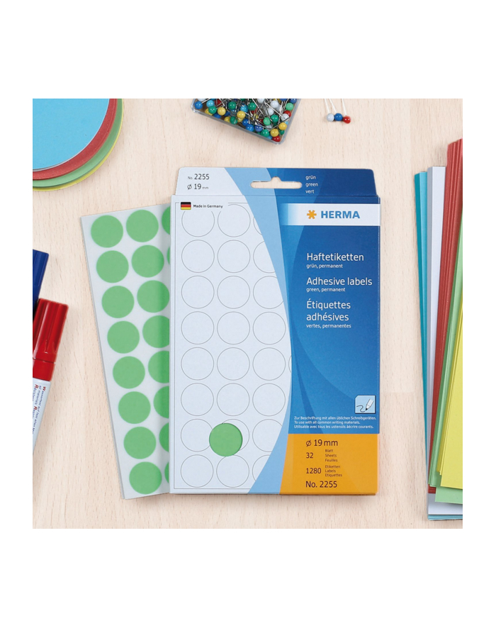 Herma Etykieta okrągła ø 19mm żółty papier 1280szt. 2251 główny
