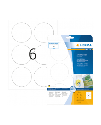 Herma Etykiety odklejalne 5068 Movables A4 okrągłe Ø 85mm białe papier matowy 150szt. 5068