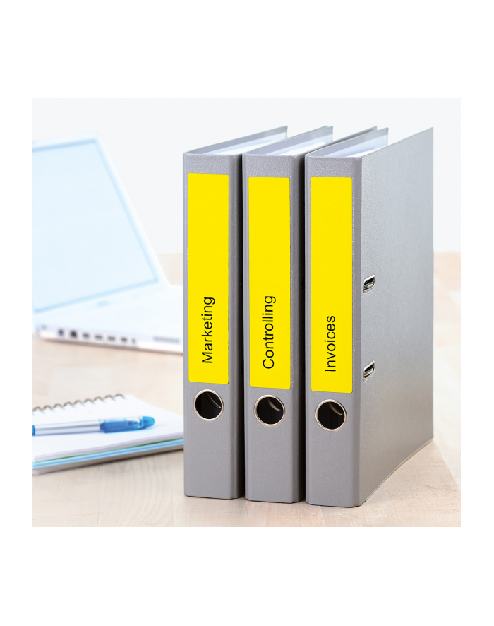 Herma Etykiety kolorowe Special 5091 na segregatory A4 żółte 192 x 38mm papier matowy nieprzejrzysty 140szt. zaokrąglone narożniki 5091 główny