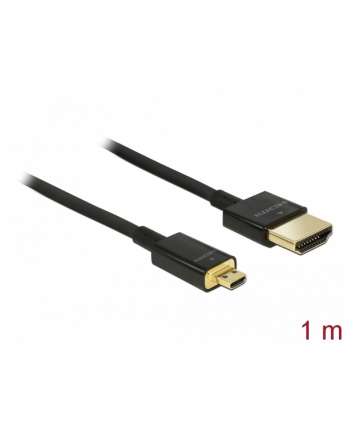DELOCK KABEL HDMI(M)->HDMI MICRO(M) 1M 4K 60HZ 3D CZARNY SLIM PREMIUM DELOCK  (84781)