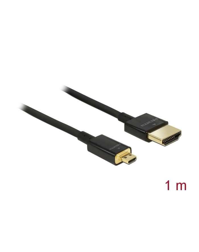 DELOCK KABEL HDMI(M)->HDMI MICRO(M) 1M 4K 60HZ 3D CZARNY SLIM PREMIUM DELOCK  (84781) główny