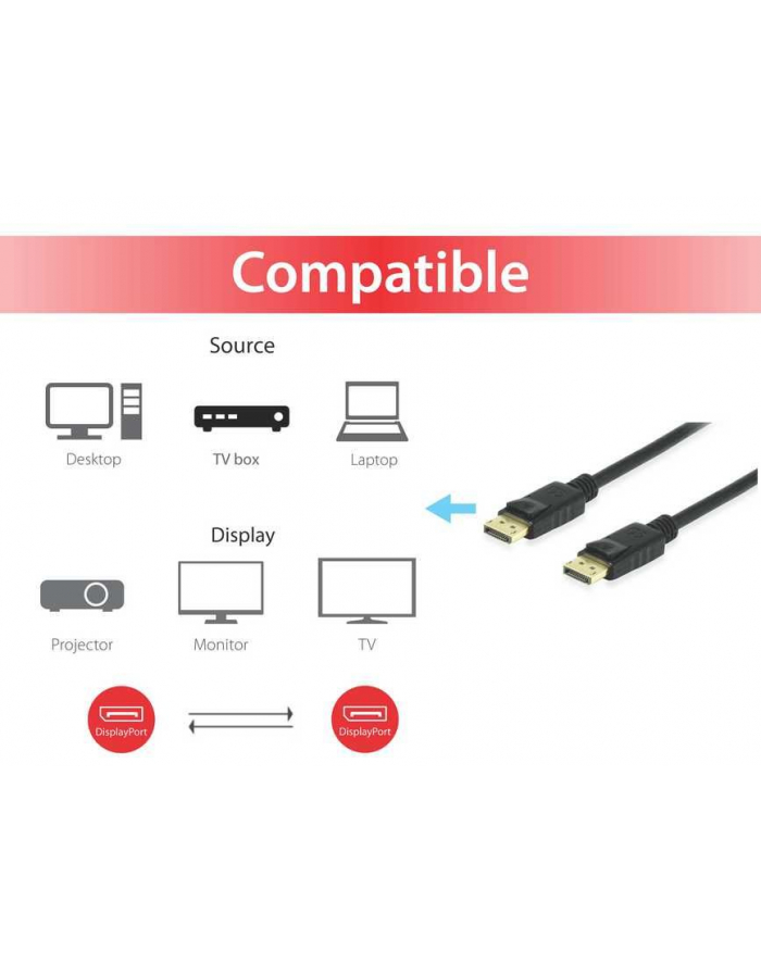 Kabel Equip DisplayPort - DisplayPort 2m czarny (119252) główny