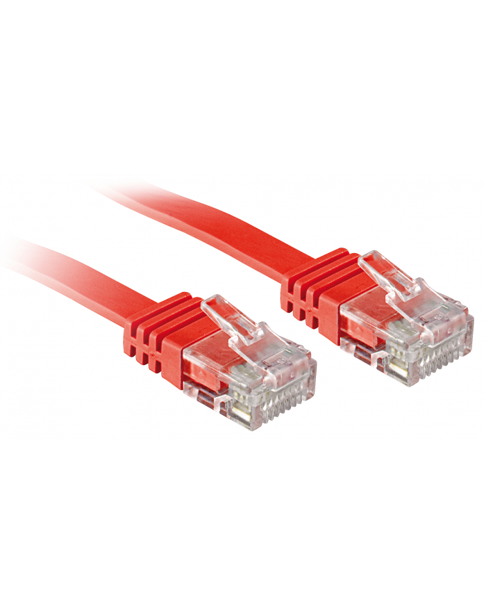 Lindy 47510 Kabel sieciowy (skrętka) RJ45 Cat.6 U/UTP, płaski, Czerwony - 0,3m główny