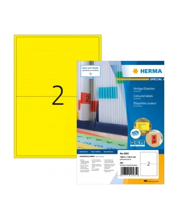 Herma Kolorowe Etykiety A4, 199,6 X 143,5 Mm, Żółty, Trwała Przyczepność - 4565