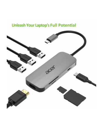 Acer Rozszerzenie Portów USB Type-C 7 w 1 Srebrny (HPDSCAB008)