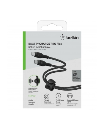 belkin Kabel BoostCharge USB-C/USB-C silikonowy w oplocie 3m, czarny