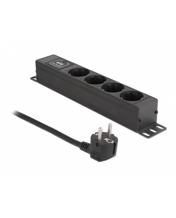 DeLock socket strip 4-way 1U bk - with overvoltage protection