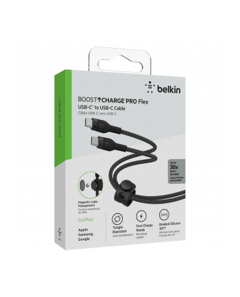 belkin Kabel BoostCharge USB-C/USB-C silikonowy w oplocie 3m, czarny