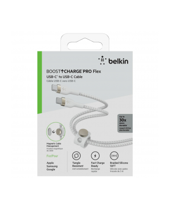 belkin Kabel BoostCharge USB-C/USB-C silikonowy w oplocie 3m, biały