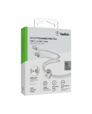 belkin Kabel BoostCharge USB-C/USB-C silikonowy w oplocie 3m, biały nr 2