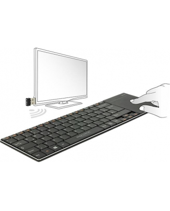 D-E Layout - DeLOCK wireless keyboard with toucD-E Layout - HPad Kolor: CZARNY - for Smart TV and Windows PCs