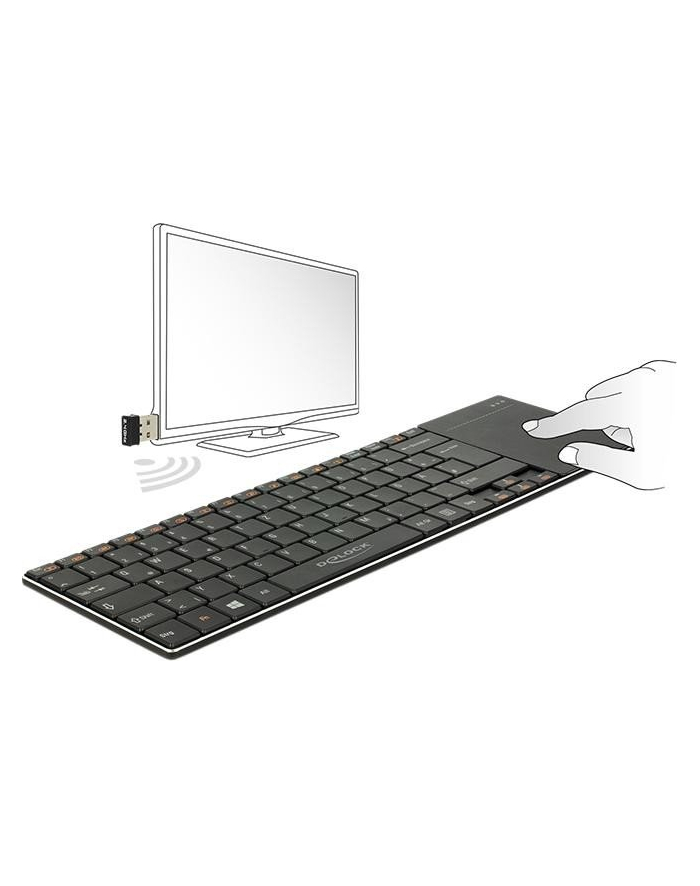 D-E Layout - DeLOCK wireless keyboard with toucD-E Layout - HPad Kolor: CZARNY - for Smart TV and Windows PCs główny